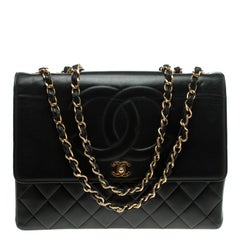 Chanel Black Quilted Leather Maxi Vintage CC Flap Shoulder Bag