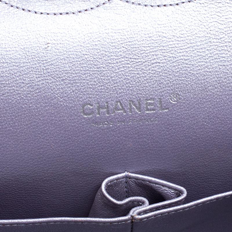 Women's Chanel Metallic Lilac Quilted Leather Maxi Classic Double Flap Bag
