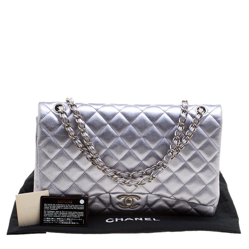 Chanel Metallic Lilac Quilted Leather Maxi Classic Double Flap Bag 1