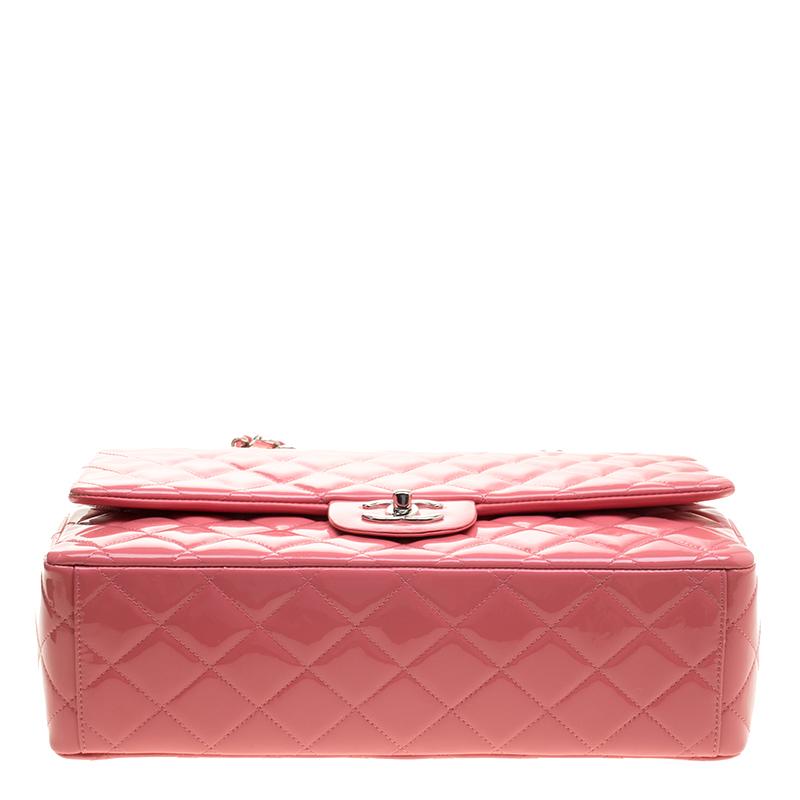 chanel pink patent leather bag