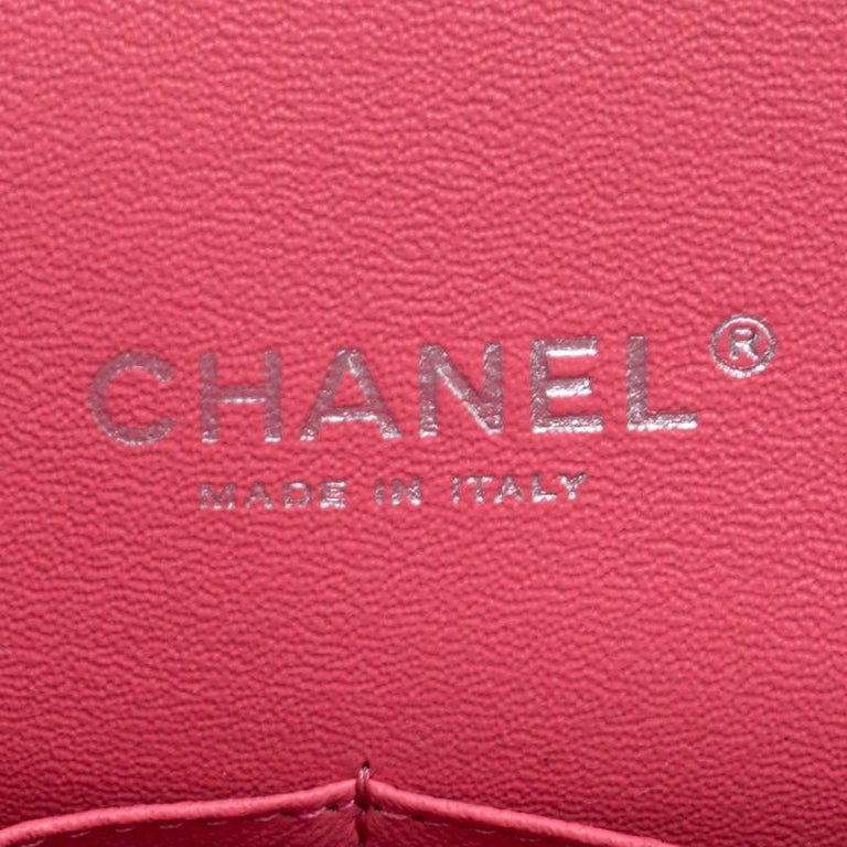 Chanel Pink Quilted Patent Leather Maxi Classic Double Flap Bag at