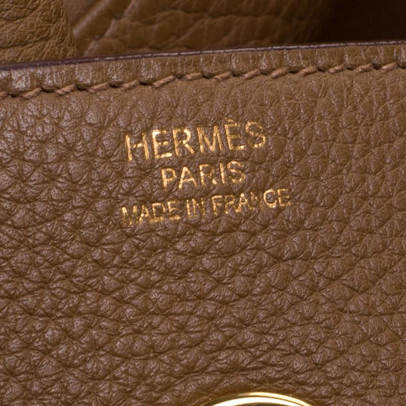 Hermes Kraft Togo Leather Gold Hardware Lindy Bag 30 3