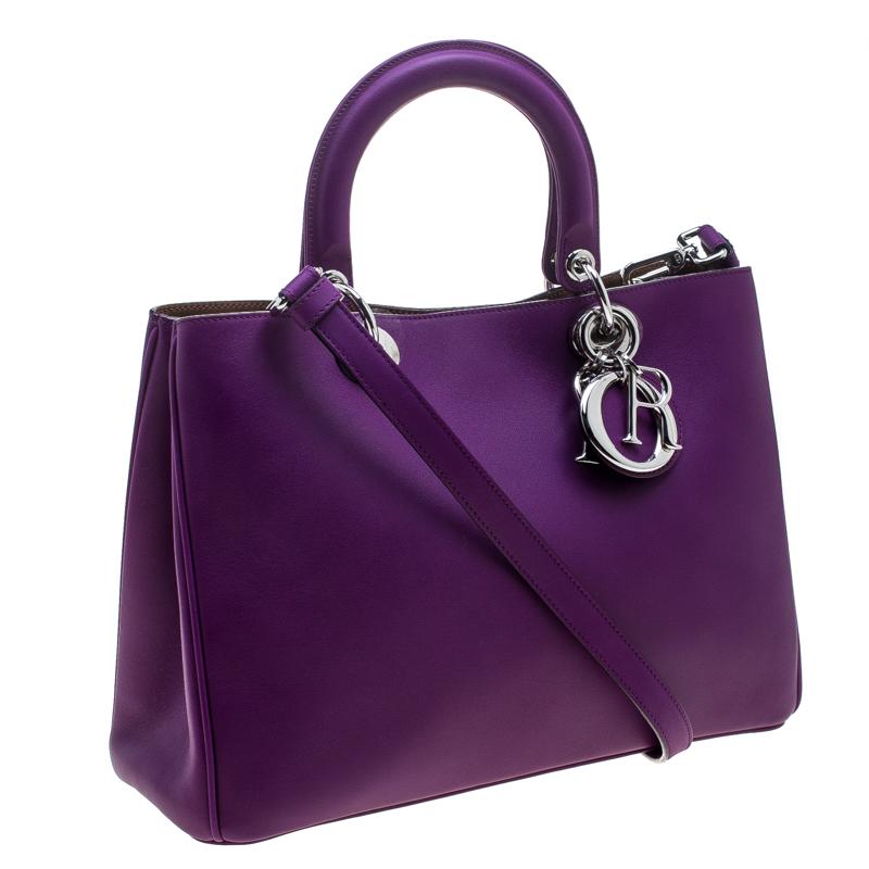 Dior Purple Leather Medium Diorissimo Shopper Tote 1