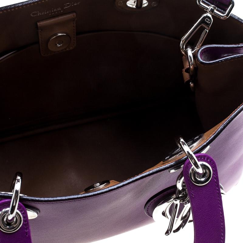 Dior Purple Leather Medium Diorissimo Shopper Tote 5