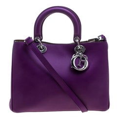 Dior Purple Leather Medium Diorissimo Shopper Tote