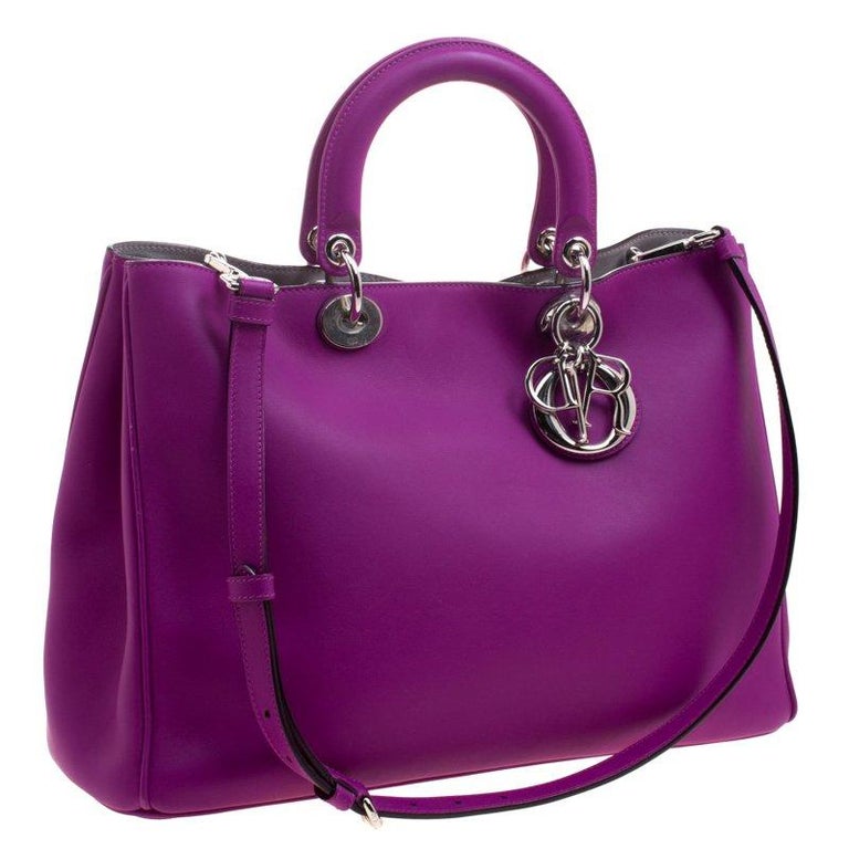 Dior Magenta Leather Large Diorissimo Shopper Tote For Sale at 1stDibs