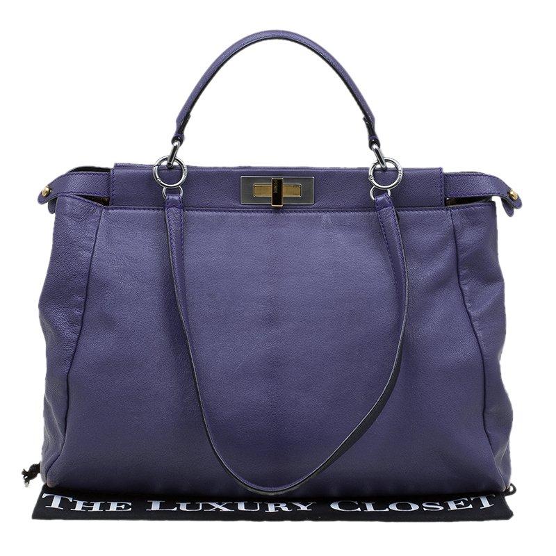 Fendi Purple Leather Large Peekaboo Top Handle Bag 9
