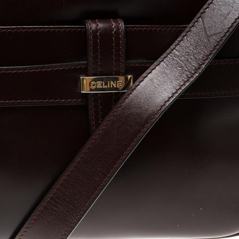 Celine Dark Burgundy Leather Vintage Crossbody Bag 1
