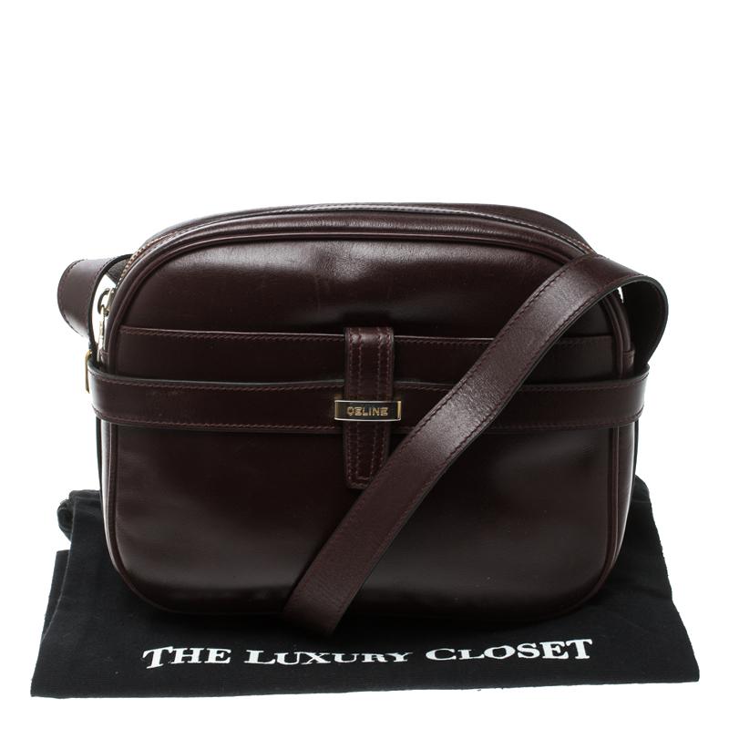 Women's Celine Dark Burgundy Leather Vintage Crossbody Bag