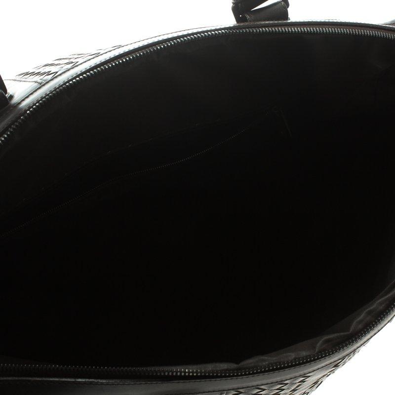 Bottega Veneta Black Intrecciato Leather Weekender Bag 7