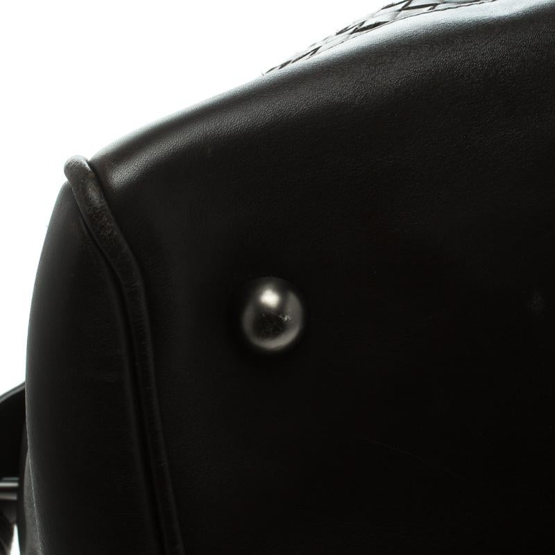 Bottega Veneta Black Intrecciato Leather Weekender Bag 1
