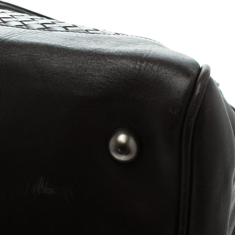 Bottega Veneta Black Intrecciato Leather Weekender Bag 3