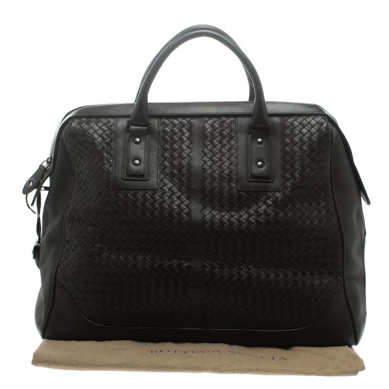 Bottega Veneta Black Intrecciato Leather Weekender Bag 4
