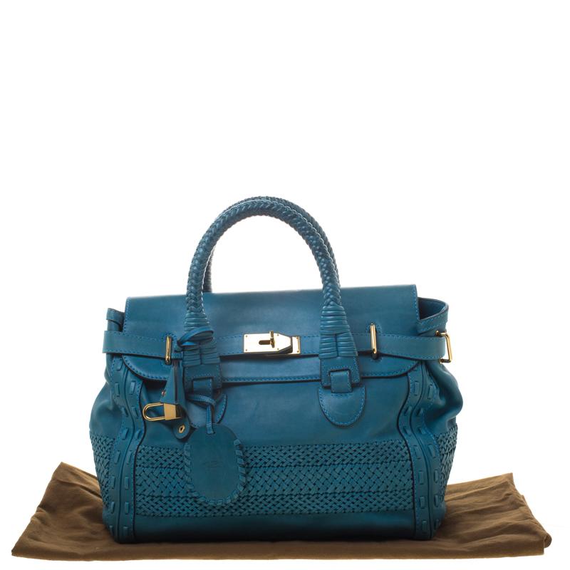 Gucci Blue Leather Large Handmade Top Handle Satchel 6