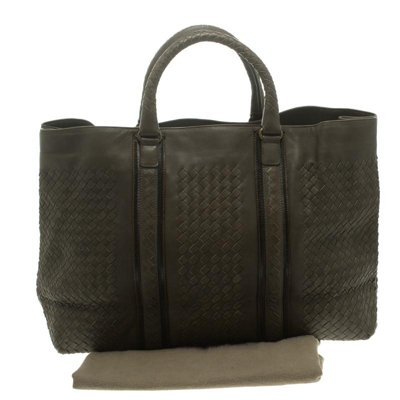 Bottega Veneta Fatigue Green Intrecciato Leather Large Tote 4