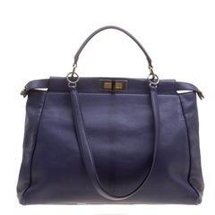 Fendi Purple Leather Large Peekaboo Top Handle Bag