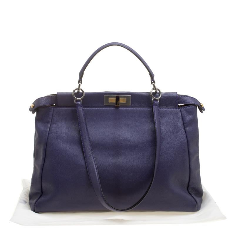 Fendi Purple Leather Large Peekaboo Top Handle Bag 6