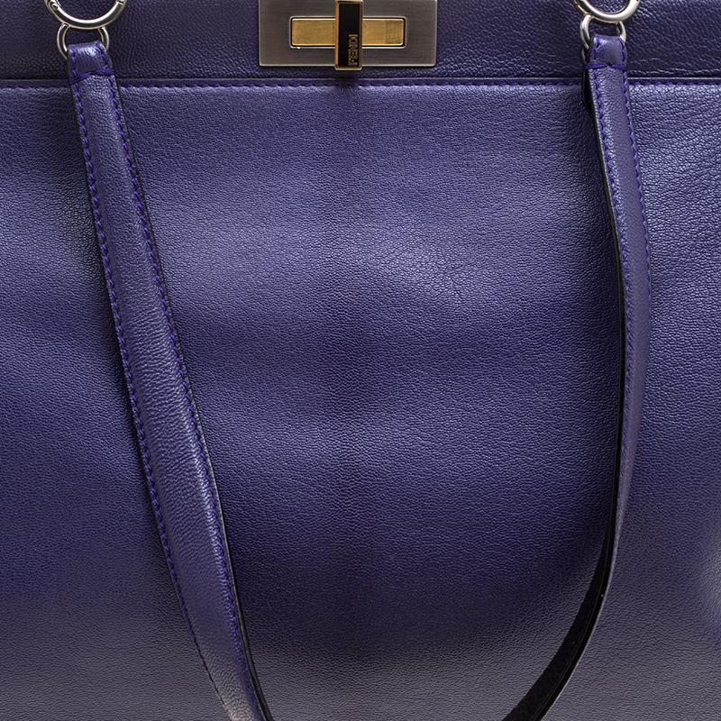 Women's Fendi Purple Leather Large Peekaboo Top Handle Bag