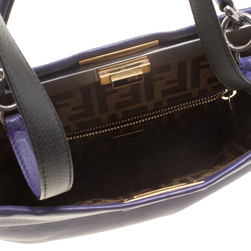 Fendi Purple Leather Large Peekaboo Top Handle Bag 1