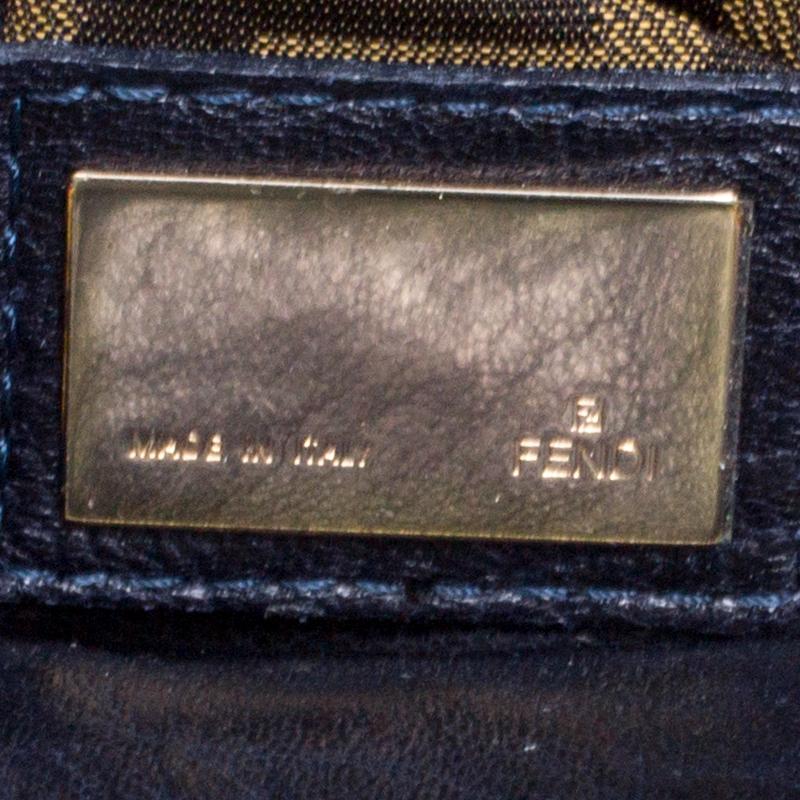 Fendi Dark Blue Leather Embroidered Limited Edition Spy Bag 4