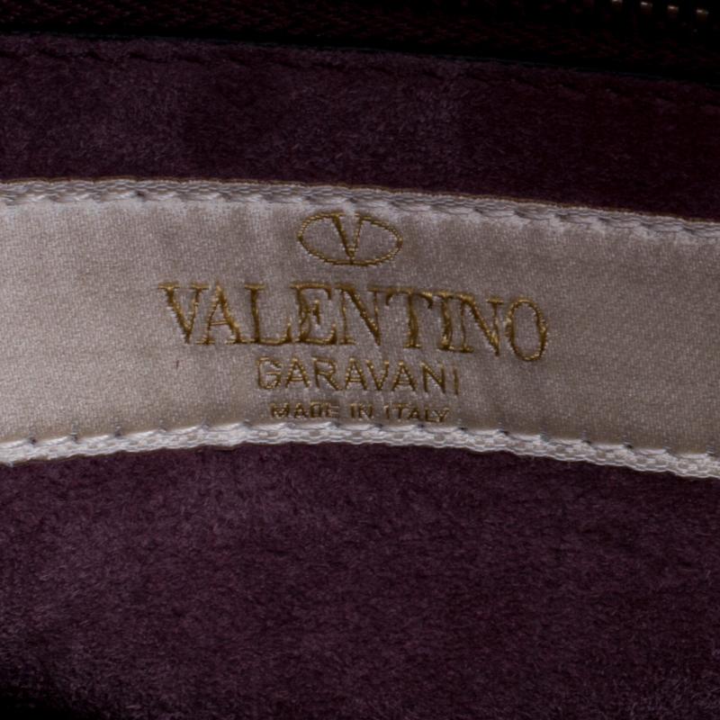 Valentino Burgundy Painted Leather My Rockstud Top Handle Bag 3