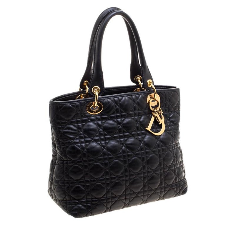 Dior Black Quilted Soft Leather Lady Tote For At 1stdibs Women S Dior Black Quilted Soft Leather Lady Tote For