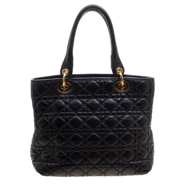 Dior Black Quilted Soft Leather Lady Dior Tote at 1stDibs