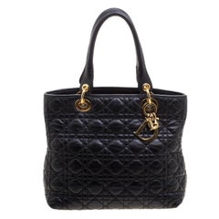 Dior Black Quilted Soft Leather Lady Dior Tote