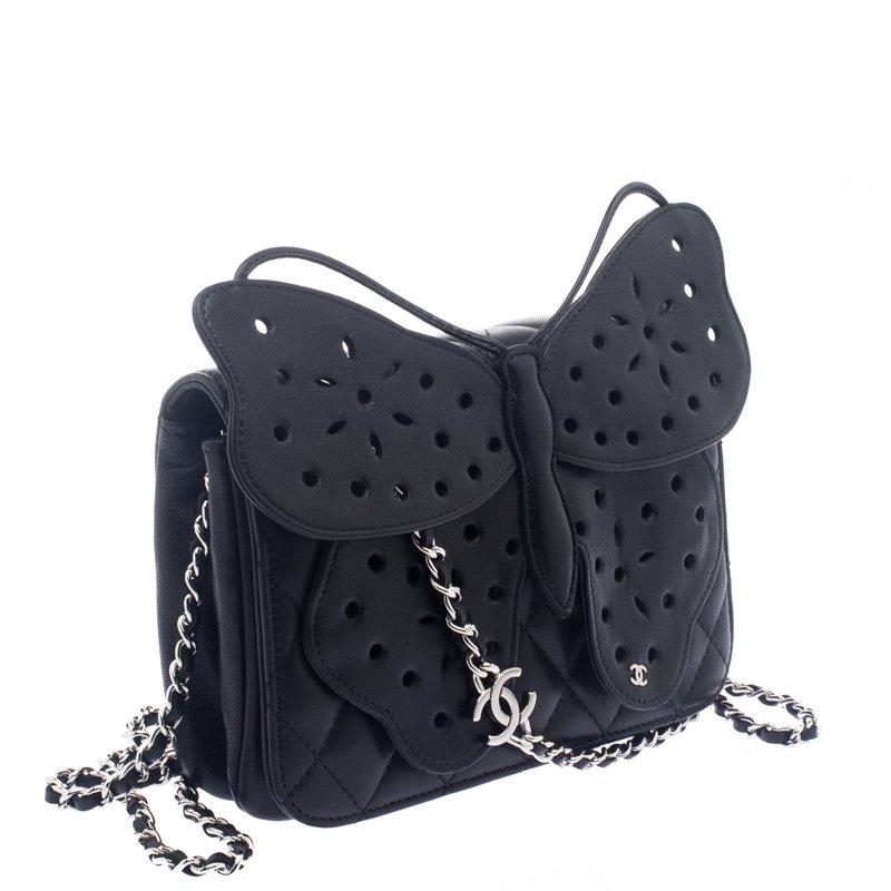 Chanel Black Quilted Leather Mini Butterfly Crossbody Bag 7
