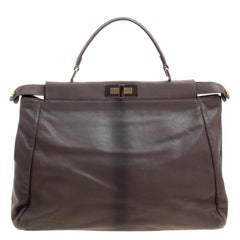 Fendi Dark Beige Ombre Leather Large Peekaboo Top Handle Bag