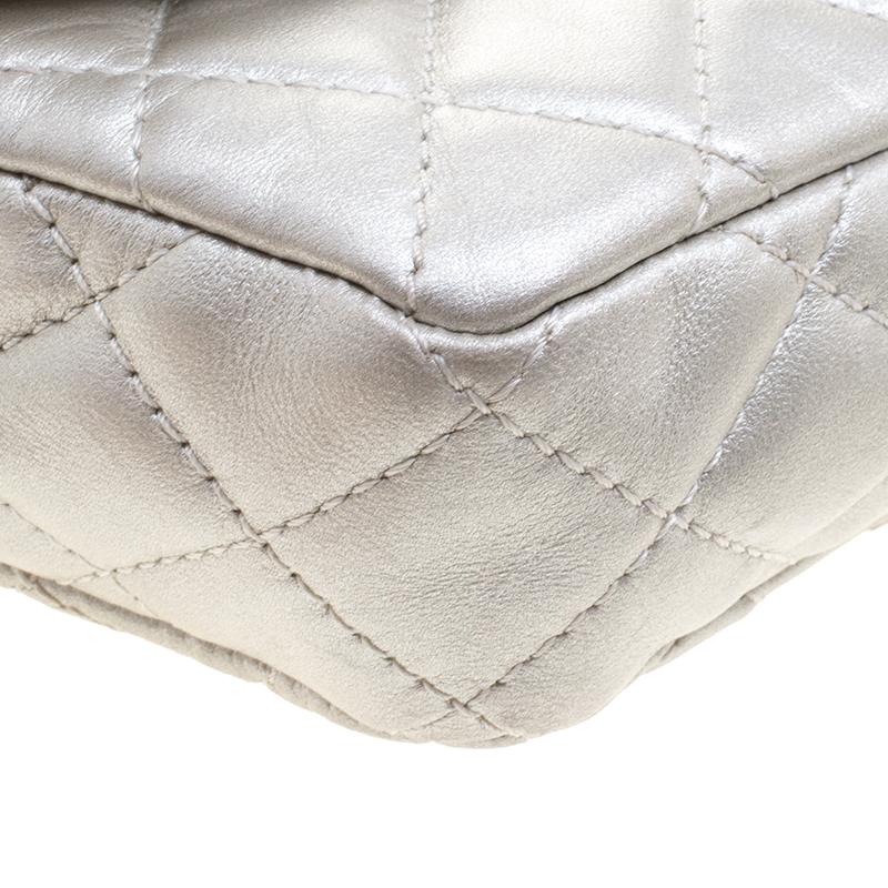 Chanel Silver Quilted Leather Reissue Chain Clutch 8