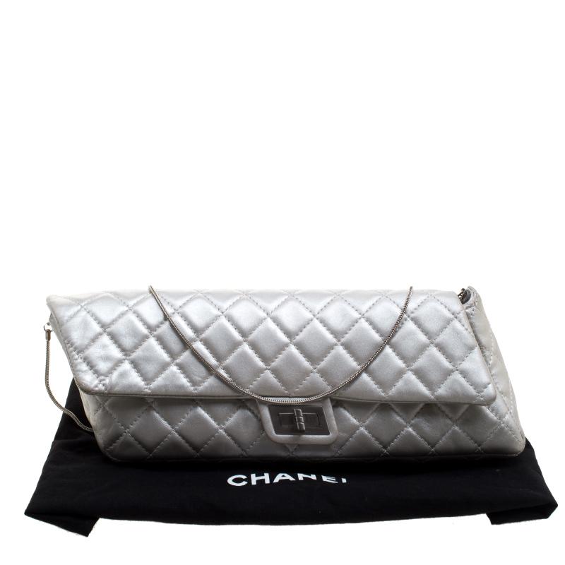 Chanel Silver Quilted Leather Reissue Chain Clutch 7