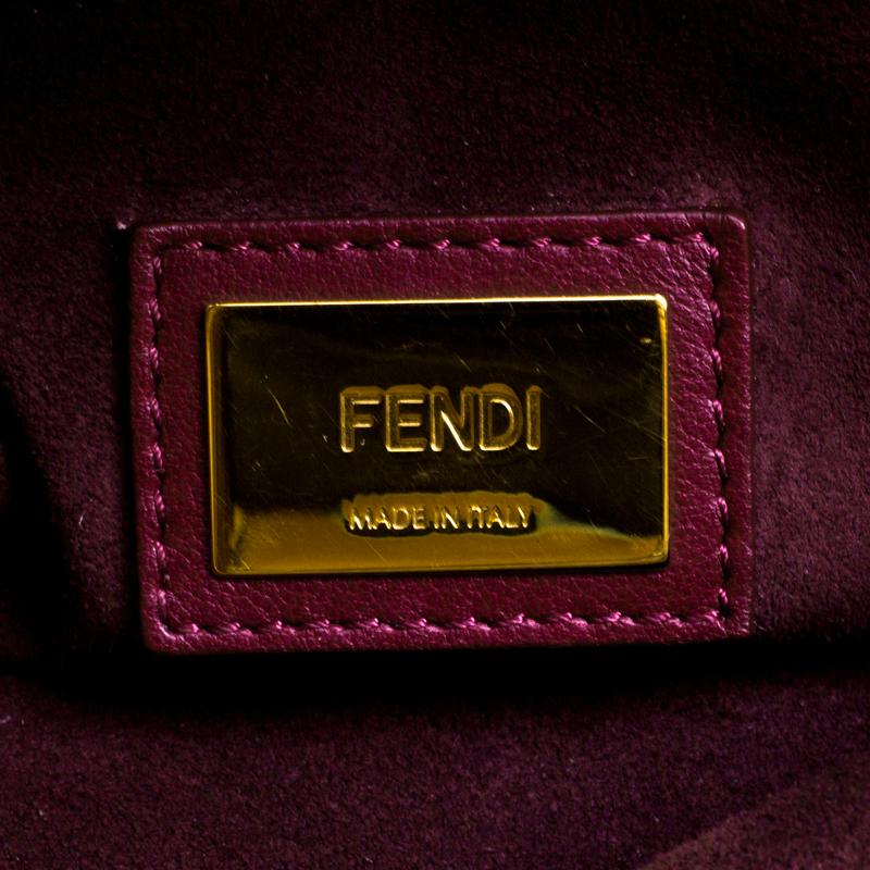 Women's Fendi Burgundy Leather Large Peekaboo Top Handle Bag