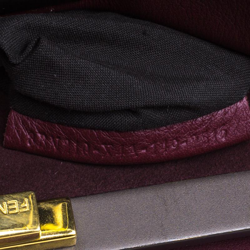 Fendi Burgundy Leather Large Peekaboo Top Handle Bag 1