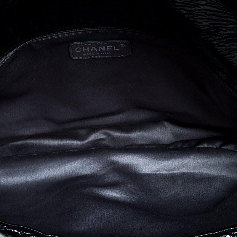 Chanel Black Embossed Patent Leather Flap Bag 1