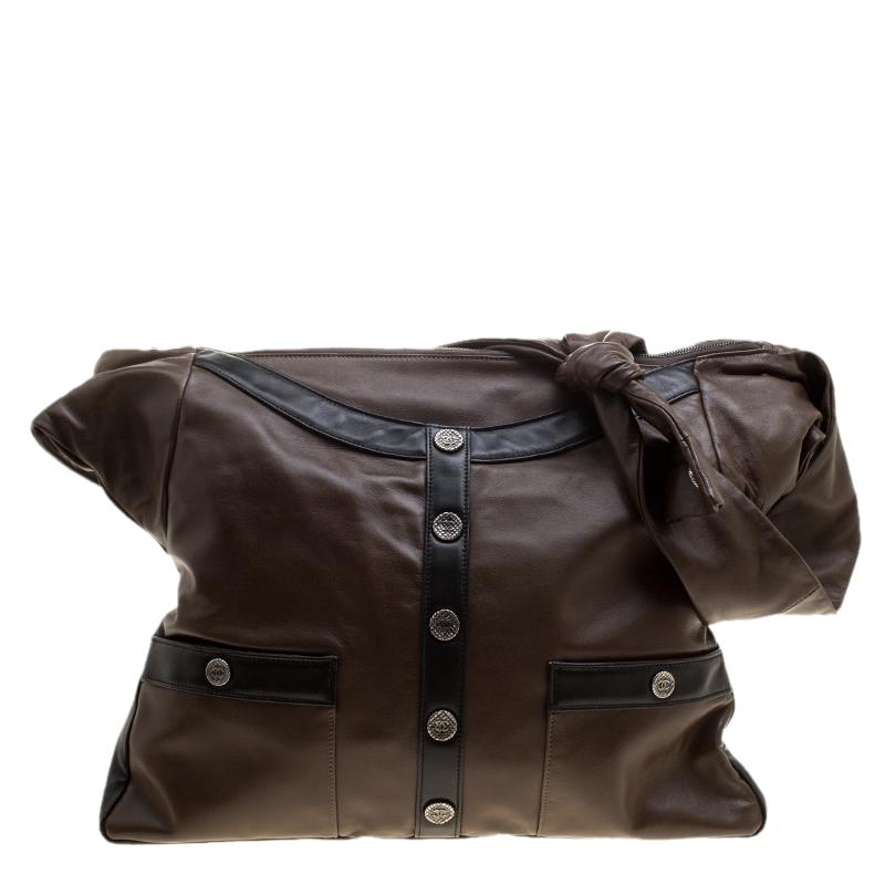 Chanel Dark Brown Leather Large Girl Chanel Bag