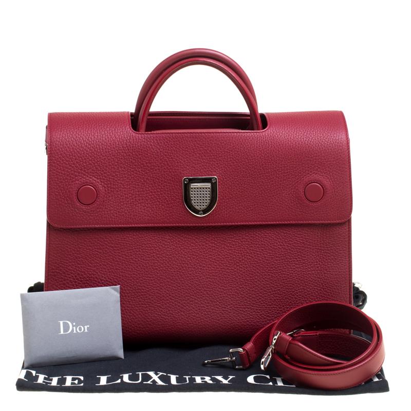 Dior Burgundy Leather Large Diorever Bag In Excellent Condition In Dubai, Al Qouz 2