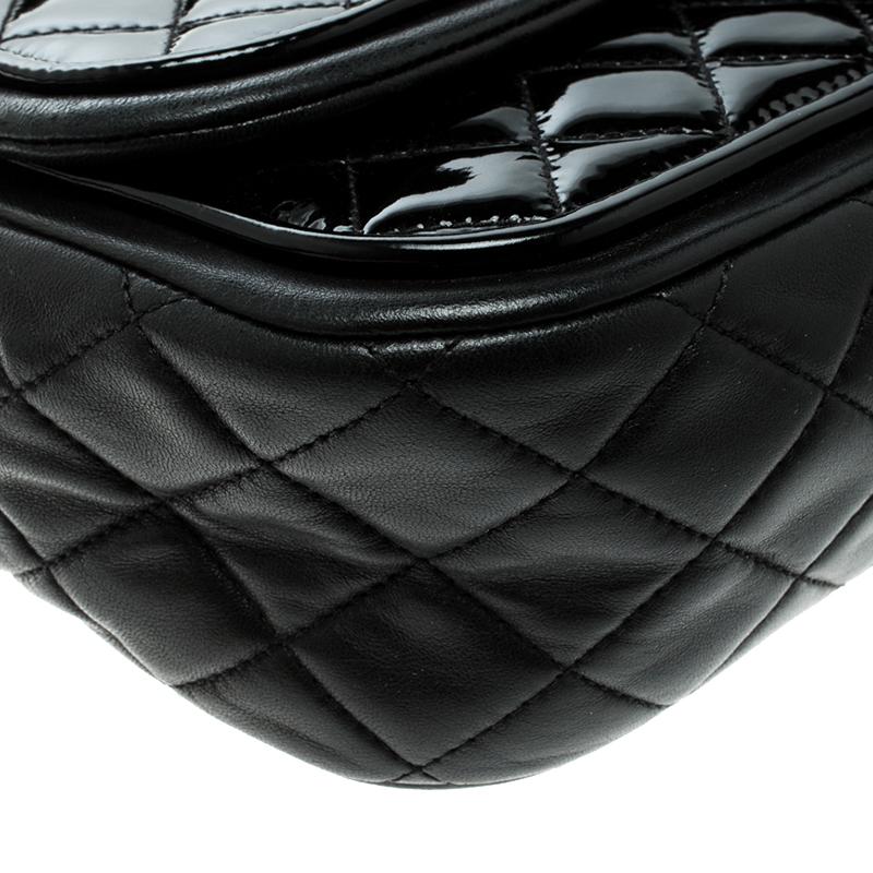 Chanel Black Quilted Patent Leather Classic Flap Bag 6