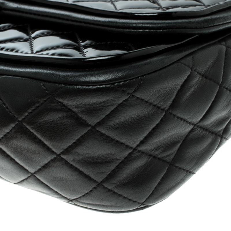 Chanel Black Quilted Patent Leather Classic Flap Bag 8