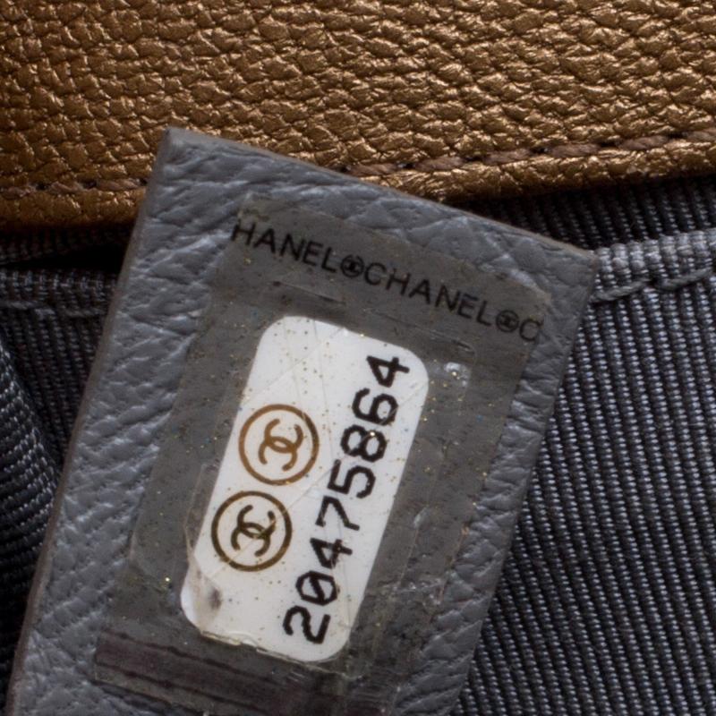 Chanel Bronze Leather CC Cutout Small Boy Flap Bag 2