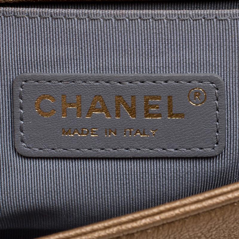 Chanel Bronze Leather CC Cutout Small Boy Flap Bag 4