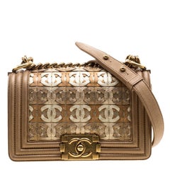 Chanel Bronze Leather CC Cutout Small Boy Flap Bag