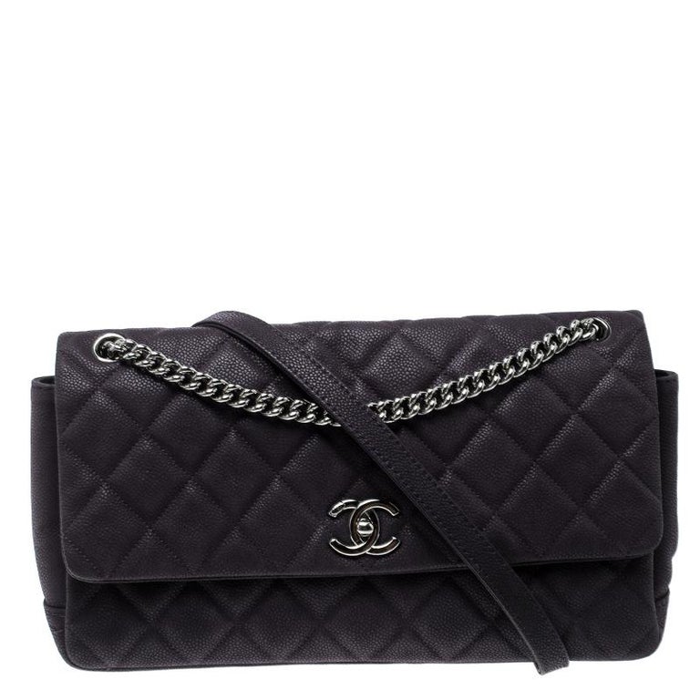 Chanel Matte Purple Quilted Caviar Leather Medium Lady Pearly Flap Bag at  1stDibs