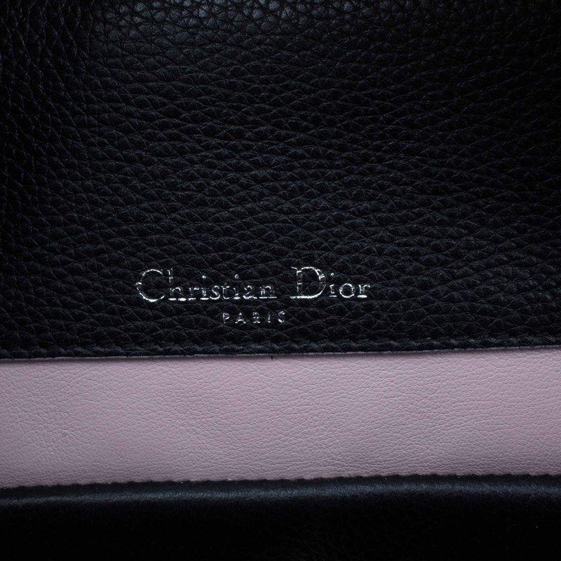 Dior Black/Pink Leather Medium Dior Bar Tote 4