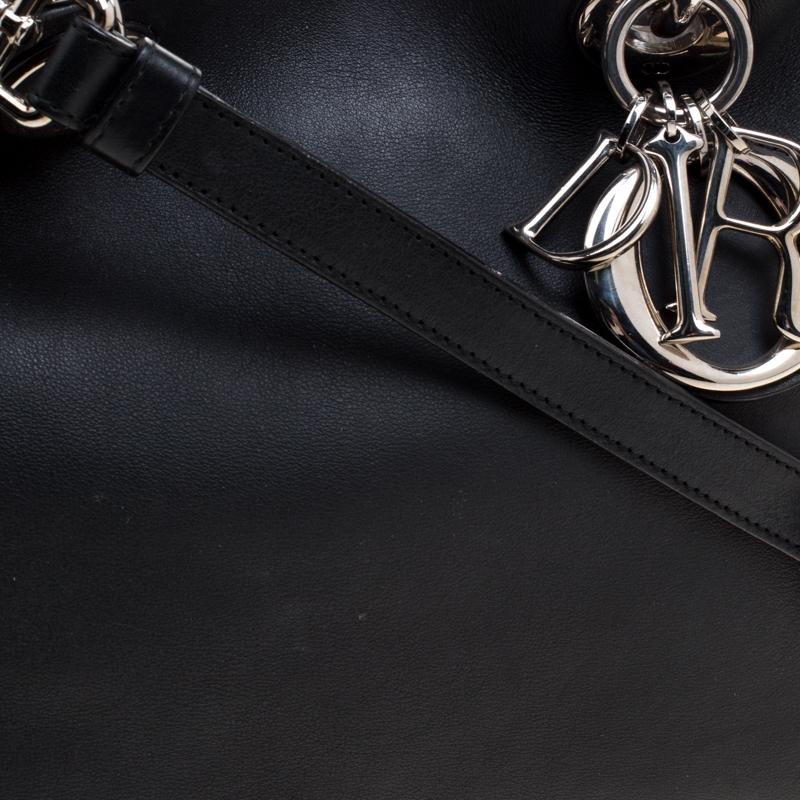 Dior Black Leather Medium Diorissimo Shopper Tote 3