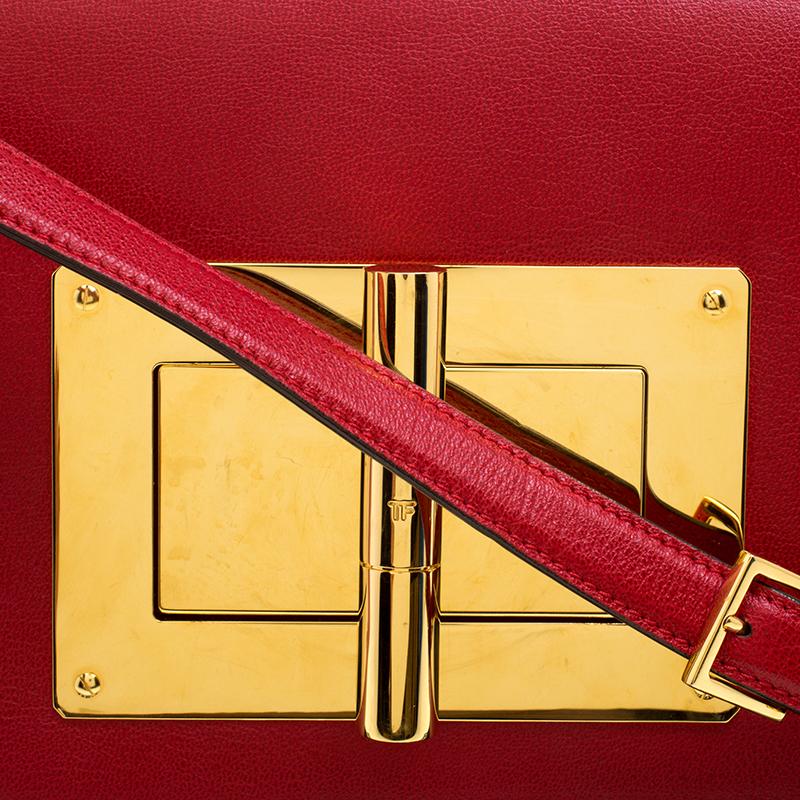 Tom Ford Red Leather Large East West Natalia Shoulder Bag 3
