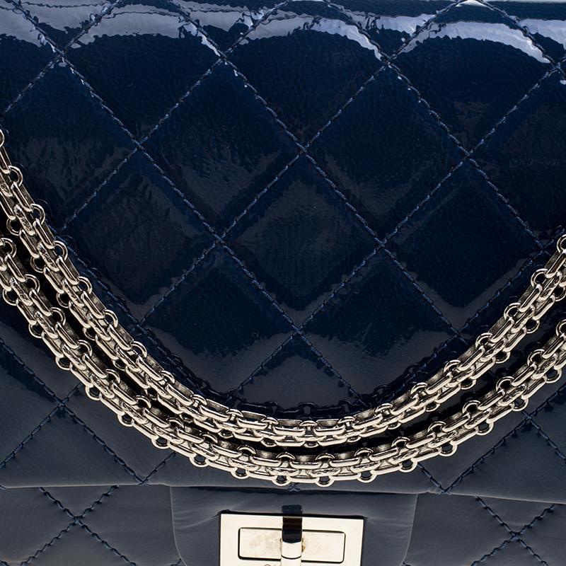 Chanel Blue Quilted Patent Leather Reissue 2.55 Classic 227 Flap Bag 2
