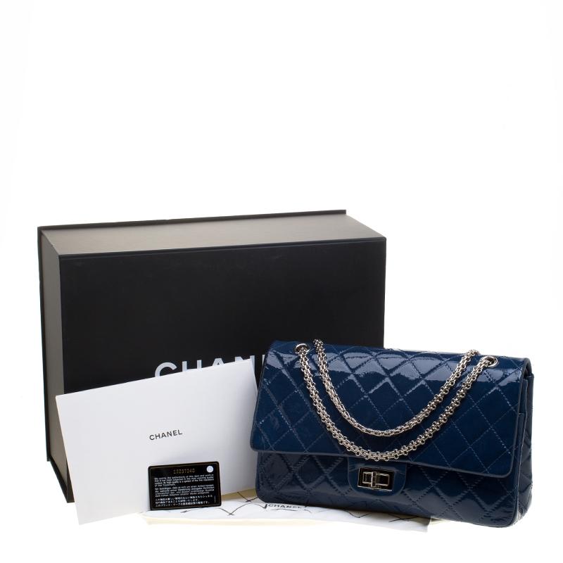 Chanel Blue Quilted Patent Leather Reissue 2.55 Classic 227 Flap Bag 3