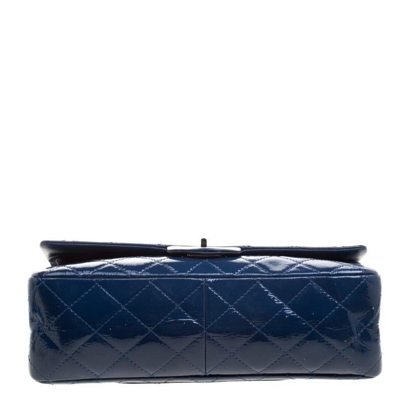 Women's Chanel Blue Quilted Patent Leather Reissue 2.55 Classic 227 Flap Bag