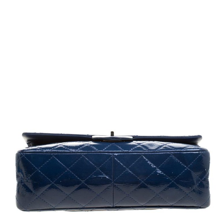 Chanel Blue Quilted Patent Leather Reissue 2.55 Classic 227 Flap Bag at ...